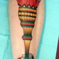 Arm New School Flame tattoo by Three Kings Tattoo