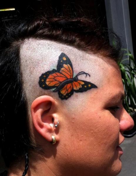 Butterfly Head Tattoo by Three Kings Tattoo