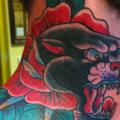 New School Flower Neck Panther tattoo by Three Kings Tattoo