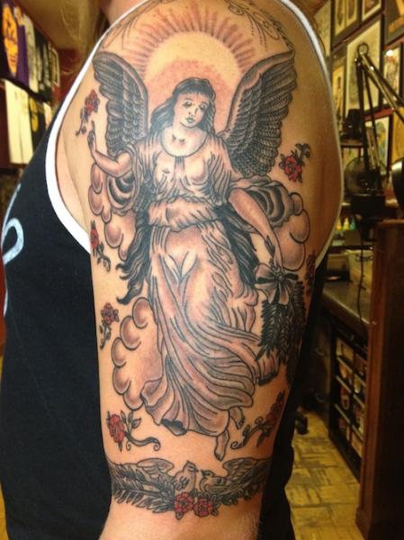 Shoulder Angel Tattoo by Three Kings Tattoo
