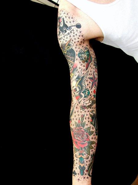 Old School Sleeve Tattoo by Three Kings Tattoo