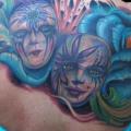 Back Mask tattoo by Andre Cheko