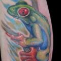 Realistische Waden Frosch tattoo von Andre Cheko