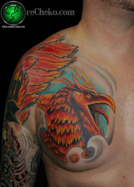 Fantasie Brust Phoenix Tattoo von Andre Cheko