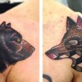 Shoulder Wolf Bear tattoo by Matt Cooley