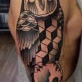Shoulder Skull Owl tattoo by Matt Cooley
