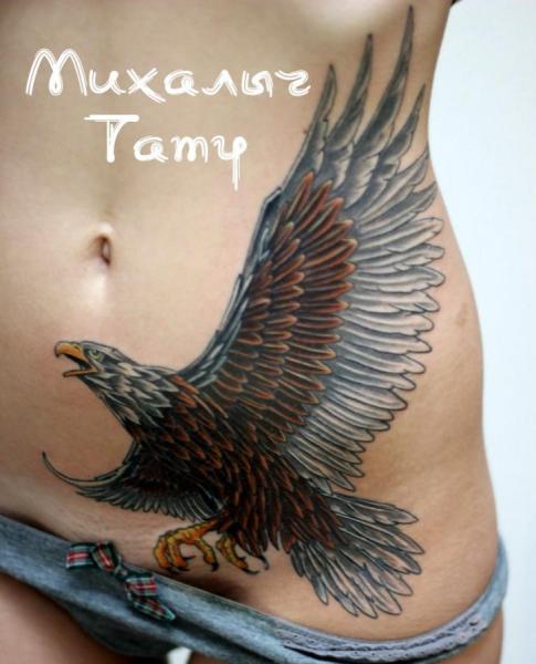 Realistic Side Eagle Belly Tattoo by Михалыч Тату