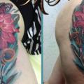 tatuaggio Realistici Fiore Farfalle Coscia di Михалыч Тату