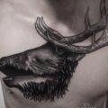 Chest Dotwork Deer tattoo by Ien Levin