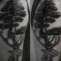Schulter Dotwork Baum Reh tattoo von Ien Levin