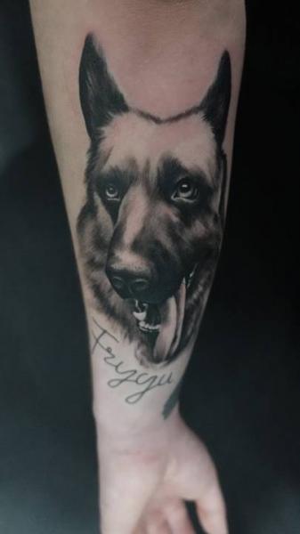 Arm Realistic Dog Tattoo by Art Force Tattoo