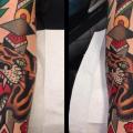Arm Old School Tiger Dagger tattoo by Filip Henningsson