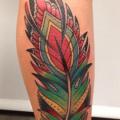New School Calf Feather tattoo by Filip Henningsson
