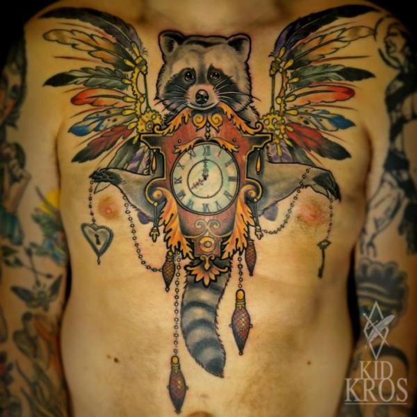 Clock Chest Tattoo by Kid Kros
