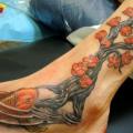 tatuaggio Piede Gamba Fiore Carpa Albero di Next Level Tattoo