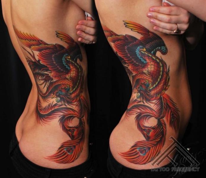 Fantasy Side Phoenix Tattoo by Tattoo Frequency