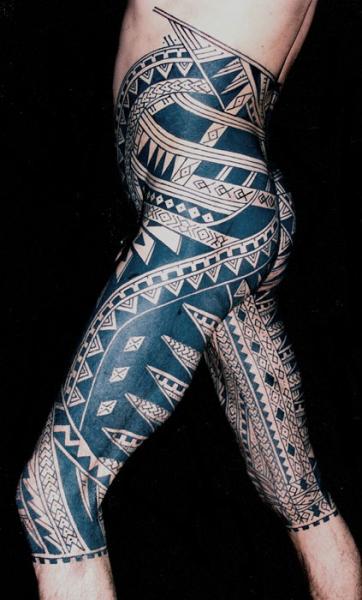 Leg Side Tribal Butt Tattoo by Into You Tattoo