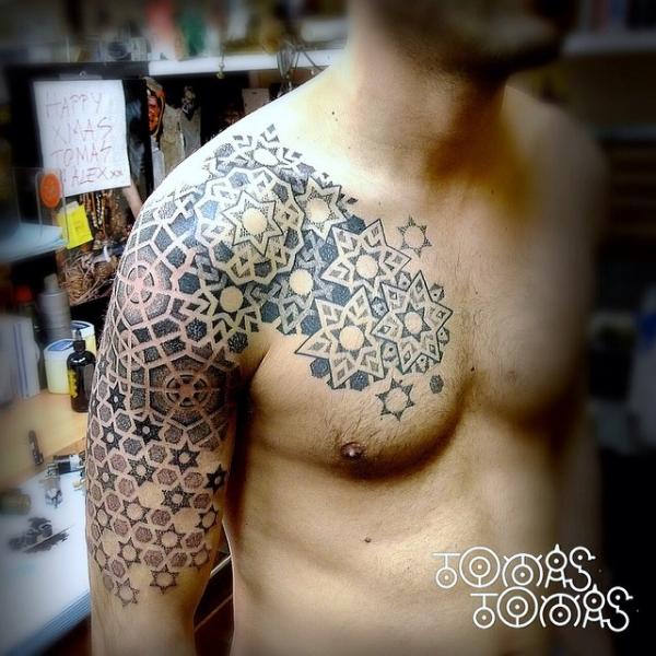 Shoulder Arm Dotwork Tattoo by Into You Tattoo