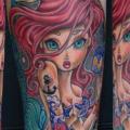 tatuaje Brazo Fantasy Sirena por Front Line Tattoo