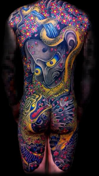 Leg Japanese Back Tattoo by Front Line Tattoo