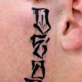 Lettering Face tattoo by Front Line Tattoo