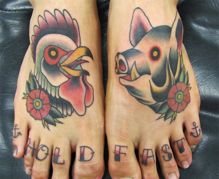 Old School Schwein Plan Tattoo von Front Line Tattoo
