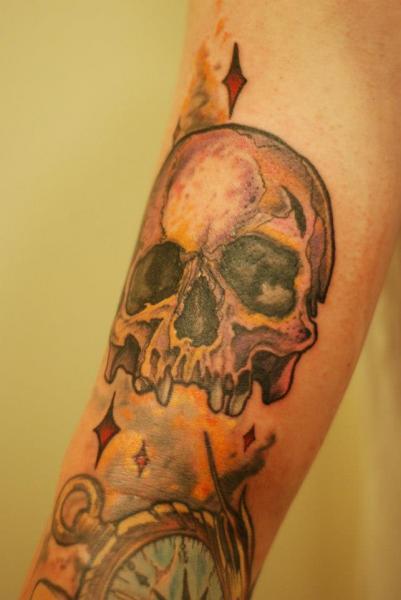 Tatuaje Brazo Realista Cráneo por Black Star Studio