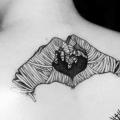 Heart Hand Back Neck tattoo by Black Star Studio