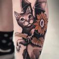 tatuaż Łydka Kot Nietoperz przez Black Star Studio