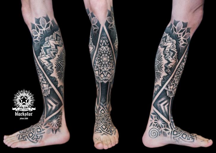 Foot Leg Tribal Tattoo by Black Star Studio