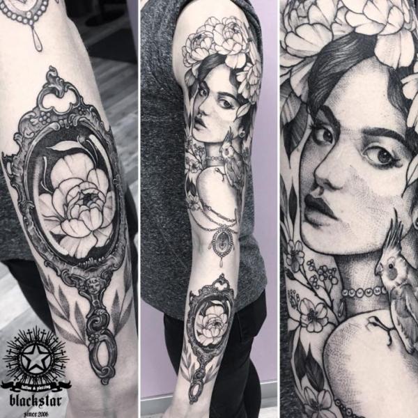 Mirror Sleeve Woman Tattoo by Black Star Studio