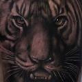 tatuaje Hombro Realista Tigre por Mumia Tattoo