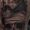Shoulder Skull Warrior tattoo by Mumia Tattoo