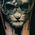 Arm Fantasy Cat Helmet tattoo by Ali Ersari