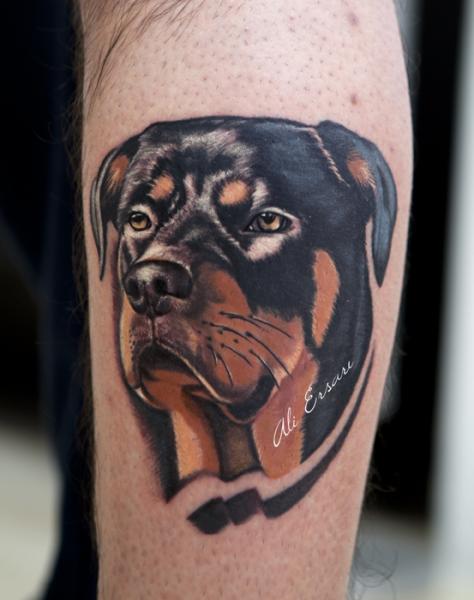 Arm Realistic Dog Tattoo by Ali Ersari
