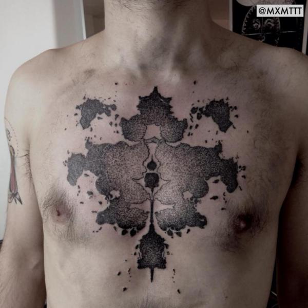 Chest Dotwork Abstract Tattoo by MXM