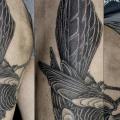 Dotwork Bird Thigh tattoo by MXM