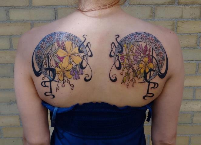 Flower Back Abstract Tattoo by Firefly Tattoo