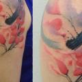 Shoulder Flower Water Color tattoo by Firefly Tattoo