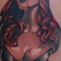 Fantasy Vampire Thigh tattoo by Peter Tattooer