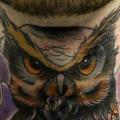 New School Neck Owl tattoo by Rock n Roll