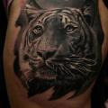 tatuaggio Realistici Fianco Tigre Sedere di Rock n Roll