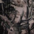 Realistic Chest Side Deer tattoo by Rock n Roll