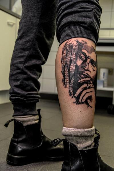 Portrait Calf Bob Marley Tattoo by Tattoo B52
