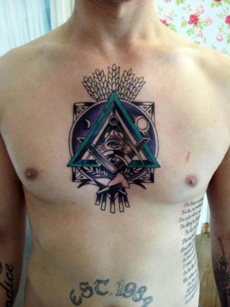 Chest Abstract Tattoo by Tattoo B52