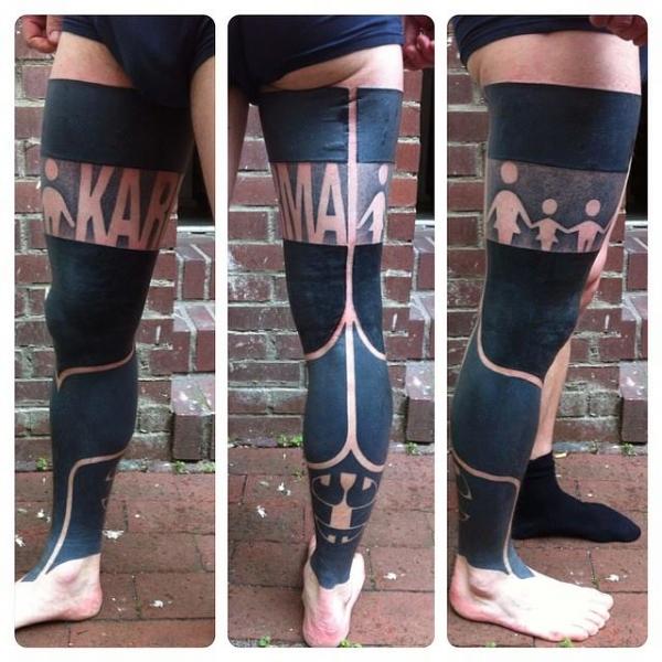 Calf Leg Tribal Tattoo by Kreuzstich Tattoo