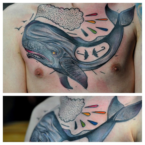 Tatuaggio Fantasy Petto Balena di Mark Halbstark