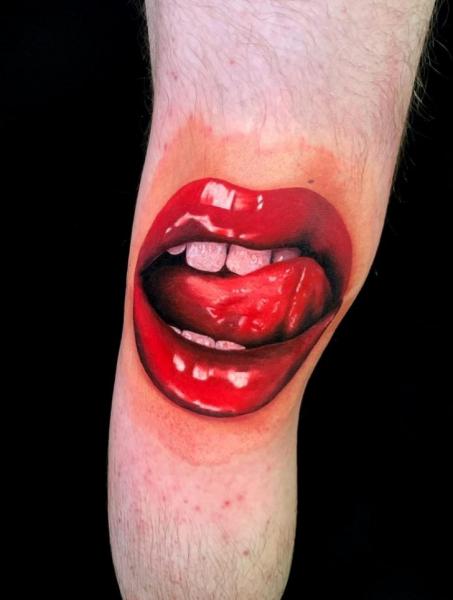 Arm Mouth Tongue Tattoo by Endorfine Studio
