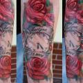 Arm Clock Flowers tattoo by Endorfine Studio