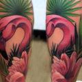 Calf Flower Flamingo tattoo by Endorfine Studio